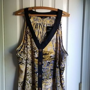 NWT MG SLEEVELESS BUTTON FRONT PRINT SHIFT DRESS